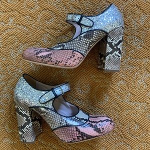 Miu Miu snake and glitter chunky size 39